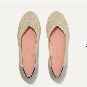 Rothys The Flat Light Gold Mettalic Round Toe Women's Size 8.5